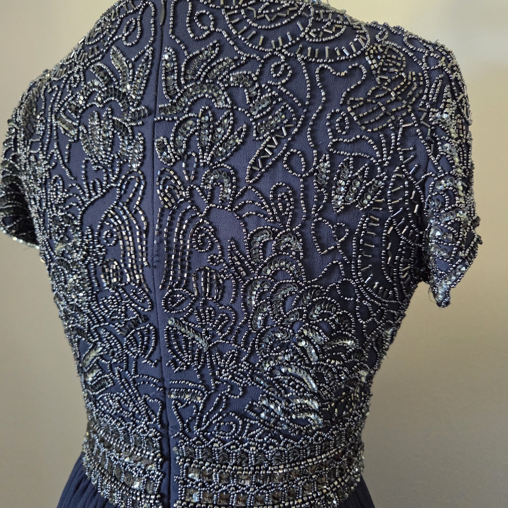 Adrianna Papell Navy Beaded Maxi Dress - Picture 11 of 15